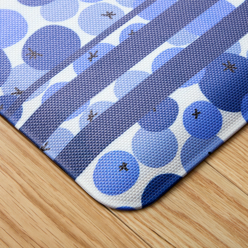 SUR LA TABLE KITCHEN ESSENTIALS Fresh Blueberries Fruit Kitchen Mat Blue/White, Runner 1'8" x 4'7" 
