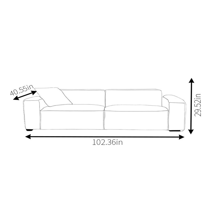 Canapé en coton et lin blanc, H 29,52 po x l 102,36 po x P 40,55 po, 2
