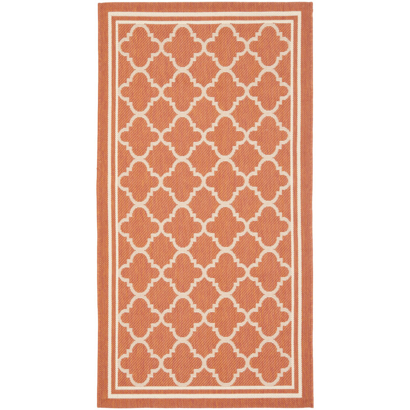 Herefordshire Looped/Hooked Terracotta/Bone Indoor / Outdoor Rug, Rectangle 79 x 152 cm