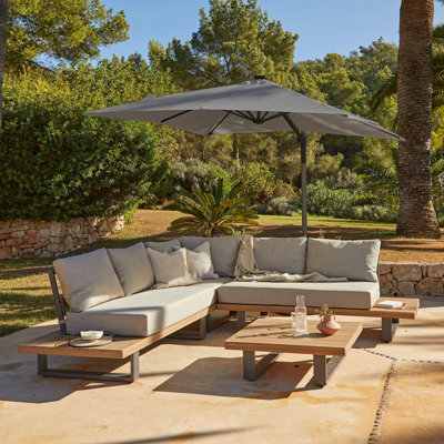 Annaleah 6 - Person Garden Lounge Set with Cushions & Parasol