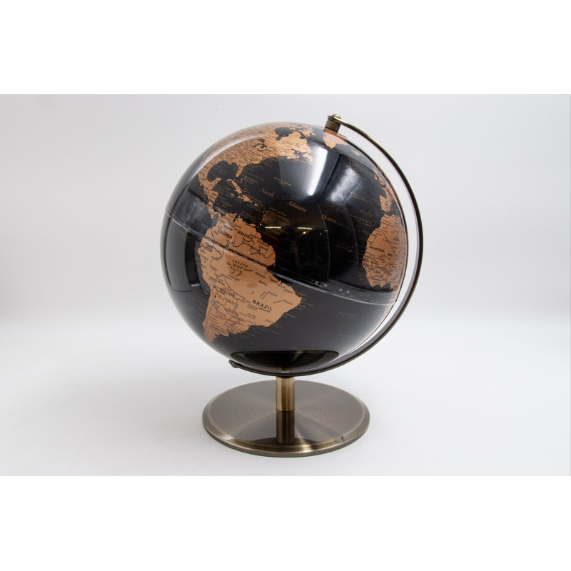 Tabletop Globe, 31cm H x 25cm W x 25cm D, Copper, Black/Bronze