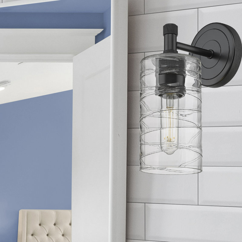 Applique murale 1 lumière Crown Point, Tourbillon déco, Noir mat, H 10,5 po x l 3,88 po x P 6,5 po