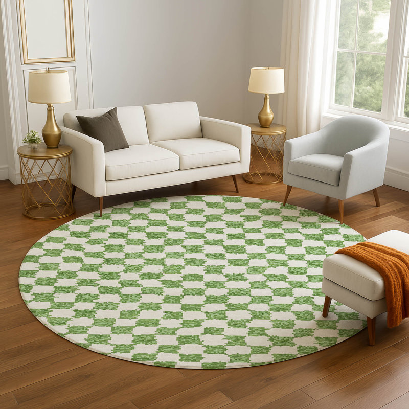 Premium Machine Washable Millbrook AMF1958 Geometric Rug, Round 8'
