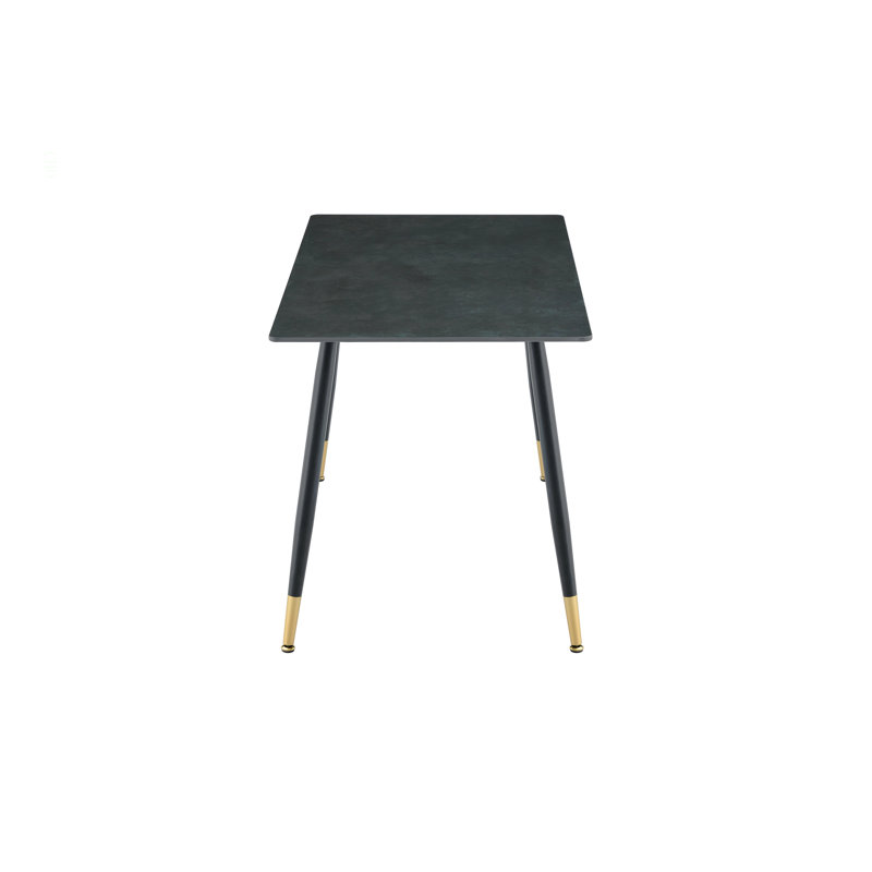 Table de salle à manger rectangulaire moderne, plateau de table en pierre frittée de qualité supérieure avec base en métal robuste, table de cuisine et de salle à manger résistante à la chaleur et aux égratignures (table seulement)