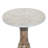 Mango Wood Handmade Turned Gray Side End Accent Table with Brown Mosaic Wood Chip Tabletop