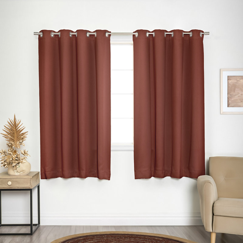 Adina Sevan Solid Thermal Grommet Curtain Panels, Chestnut, 52" W x 63" L