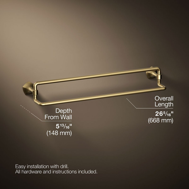 Occasion 24 In. Double Towel Bar, Gold