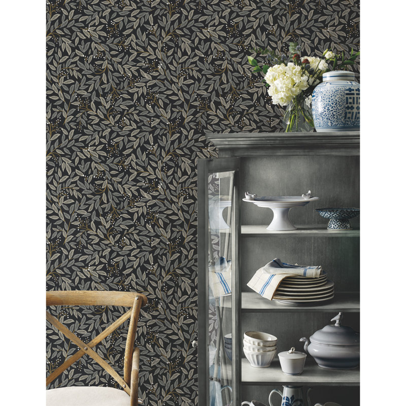 Willowberry 20' L x 20.5" W Peel and Stick Wallpaper Roll, Black