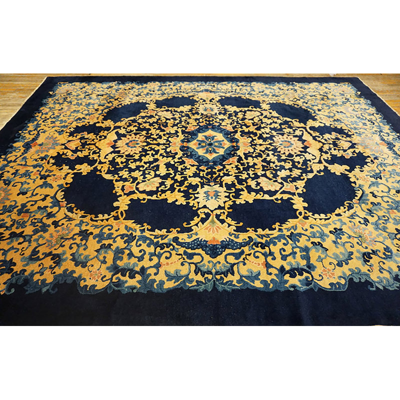 Tapis bleu antique en laine noué à la main Pékin