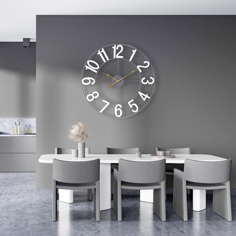 Large 16" wall clock, Très large, Blanc