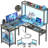 Chilmark L Shaped Desk with Hutch, LED Lights, Reversible Corner Desk with Power Outlet-862683810