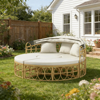 Ensemble de conversation, ensemble de mobilier de patio, lit de jour extérieur rond
