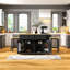 48" Kitchen Island with 2 Bar Stools, Power Outlet, Drop Leaf, Wheels & Storage - Farmhouse Modern Black-1133839785
