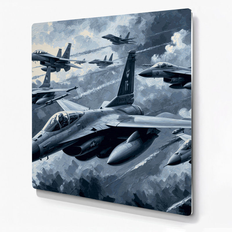 Transport, jets et bombardiers, art mural en métal bleu, H 12 po x l 12 po