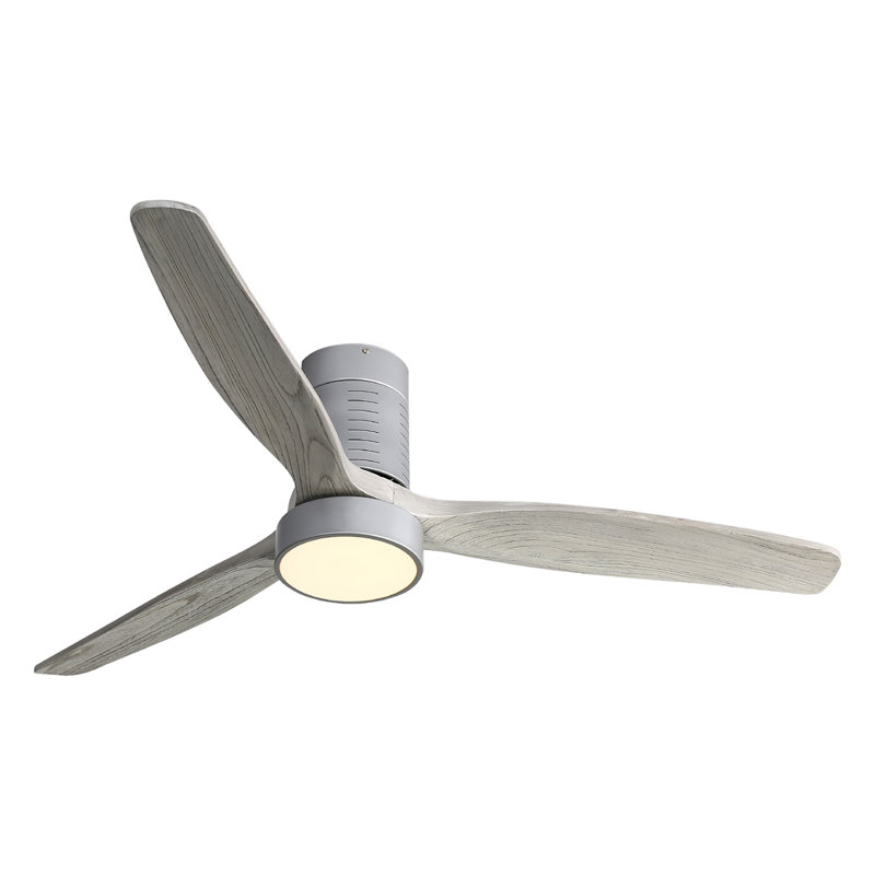 Ventilateur de plafond à DEL 52 pouces de 52 pouces avec moteur à courant continu réversible à pales en bois massif à 6 vitesses à intensité variable pour le salon