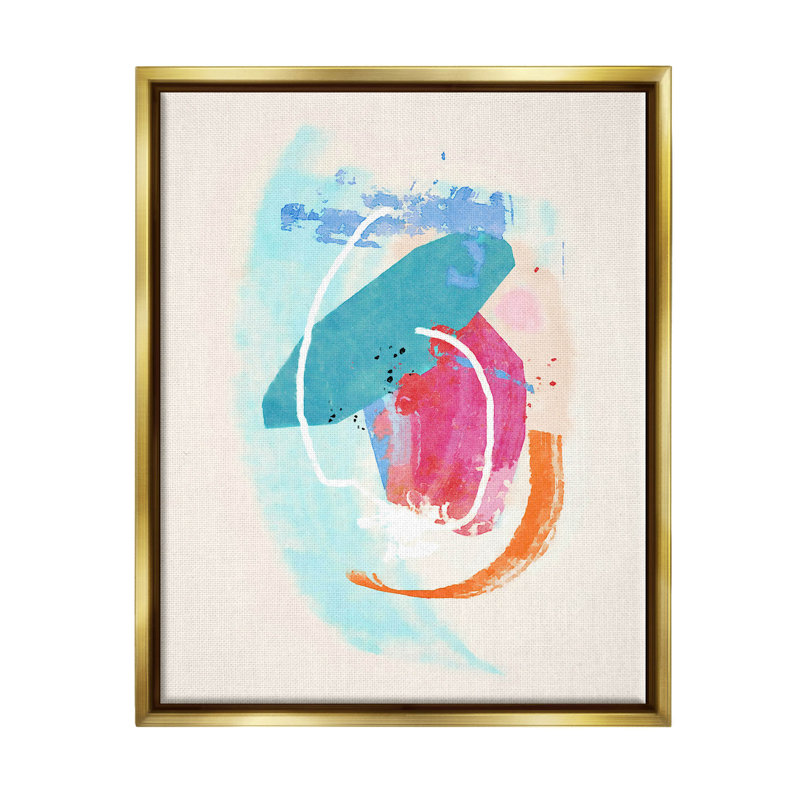 Art moderne, estampe numérique encadrée par Suzanne Nicoll, H 21 po x l 17 po x P 1,7 po, Cadre flottant métallique doré