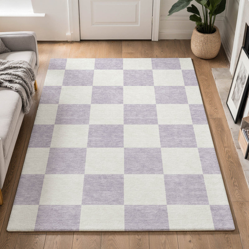 Tapis géométrique lavable à la machine de qualité supérieure Mayfield AMF2345, Lavande, 10 pi x 14 pi