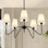 Lustre moderne à 5 lumières avec abat-jour en tissu de lin, luminaire suspendu à hauteur réglable pour le salon, la salle à manger, la chambre à coucher, le couloir, le vestibule, compatible avec douille E12