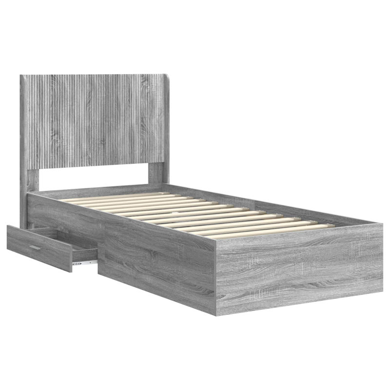 Bed, European Single (90 x 200 cm), Grey Sonoma