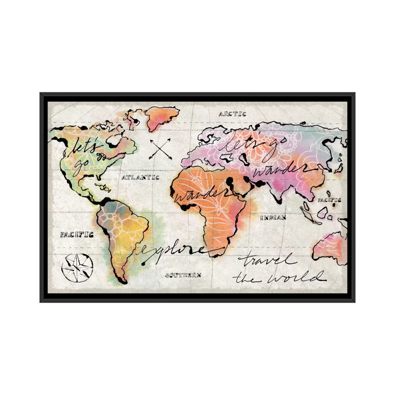 « mapped shorelines iii », impression sur toile tendue, H 40 po x l 60 po x P 1,5 po, Toile avec cadre noir, Pas de tapis