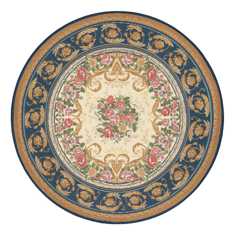 Indoor/Outdoor Traditional Area Rug, Round 4'1"