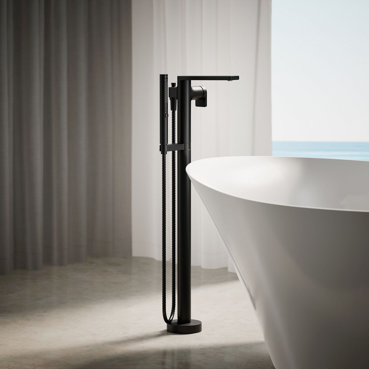 Composed Freestanding Bath Faucet, Matte Black