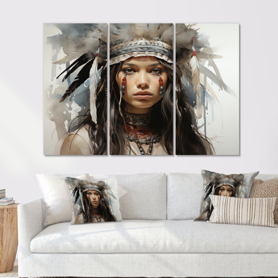 Native Sioux Woman Portrait - Native American Wall Art, ensemble d'impression