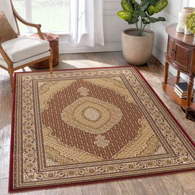 Tapis rouge victorien de luxe rouge avec motif, 100% polypropylène et envers en jute, pour les salons à forte circulation, motifs faits à la machine, teinture pour animaux de compagnie