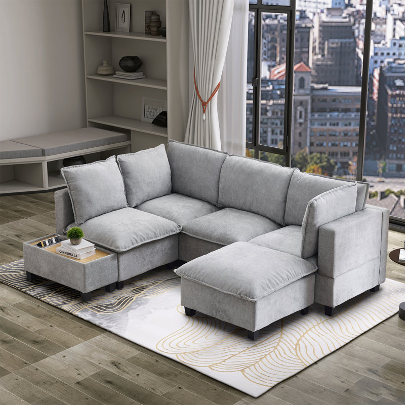 Modular Sofa U Shaped Sectional Couch with Side Table