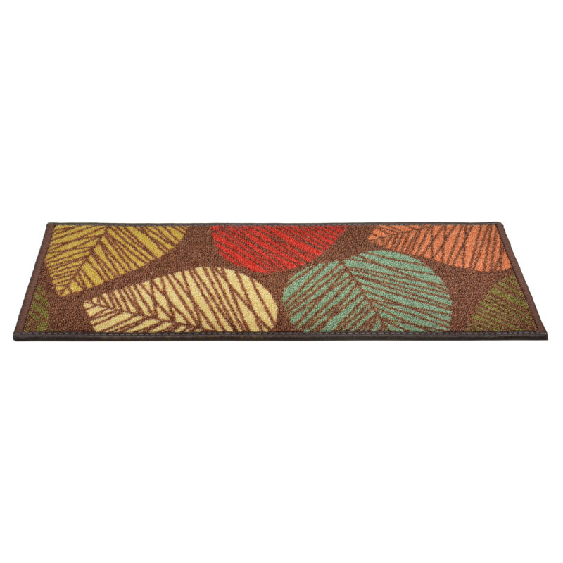 Tapis d'escalier antidérapant à motif floral et feuilles lavables à la machine, Rectangle 31,5 po x 10,5 po