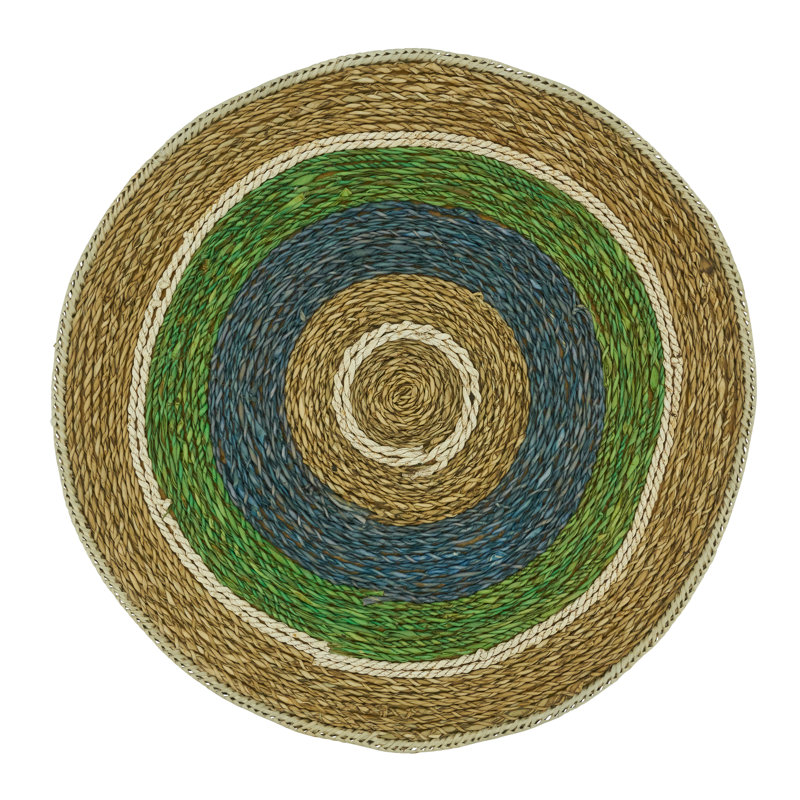 Multicolor Round Pandanus and Sea Grass Placemats, Set of 4