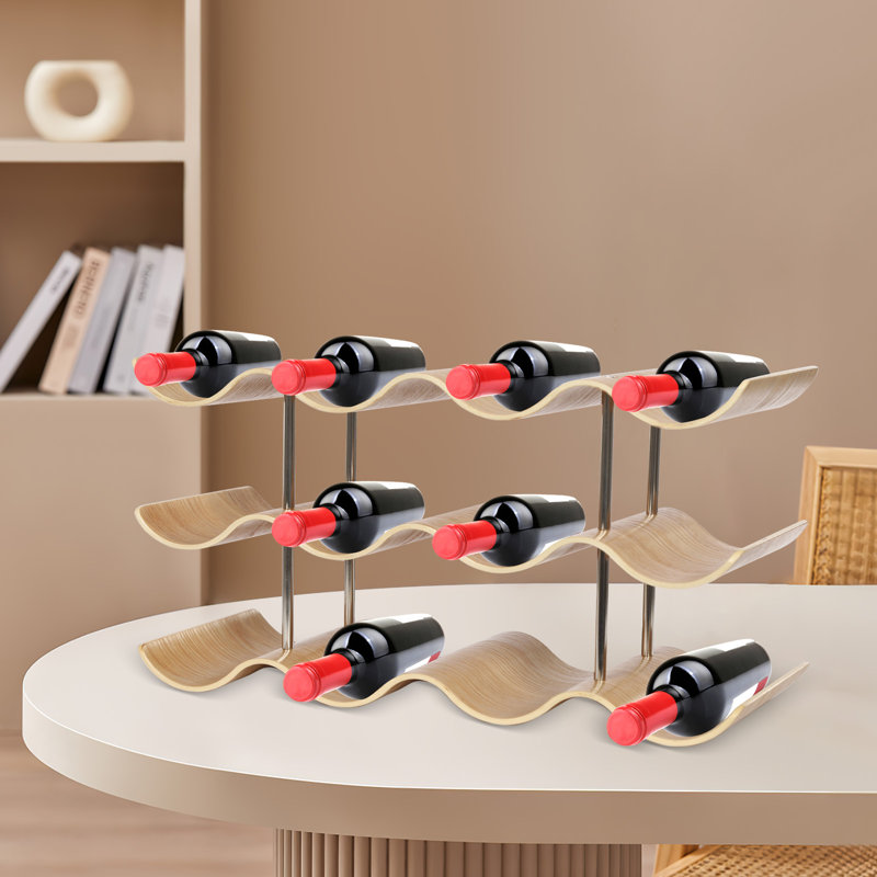 Présentoir en forme de vague à 3 niveaux de rangement pour bouteilles de vin pour cuisine, bar, cave à vin ou garde-manger, porte-bouteilles compact