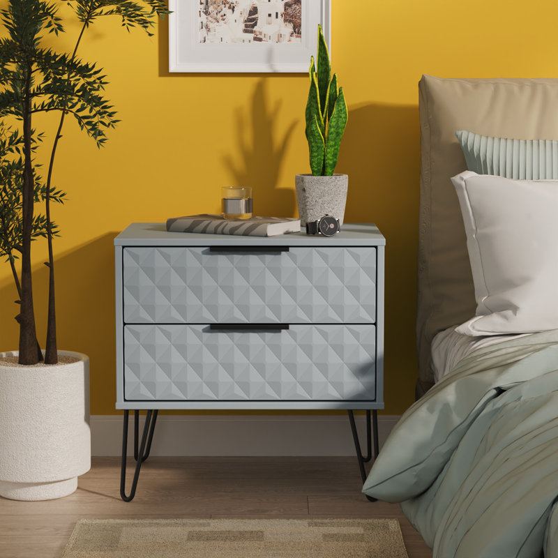 Harlequin 58cm W Manufactured Wood Bedside Table, Blue