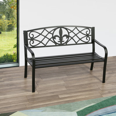 Nazarria Outdoor Metal Garden Bench-black-50*23.62*34.31 Inches by Canora Grey