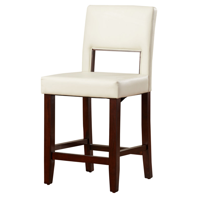 Veda Upholstered Counter and Bar Stool, Counter Stool (24" Seat Height), White