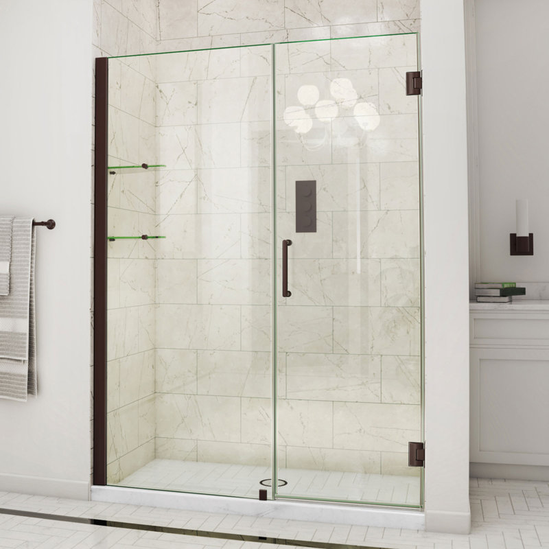 DreamLine Unidoor 39 - 40 inch W x 72 inch H Frameless Hinged Shower Door with Shelves in Oil Rubbed Bronze, 40"