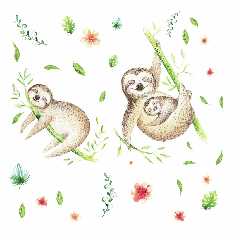 Bordure de papier peint paresseux L 12,7 pi x l 16,5 po Lazy Sloth