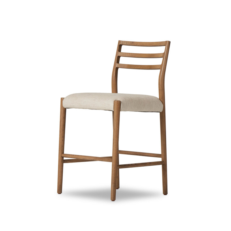 Tabouret Lindyn, Chêne fumé, Tabouret de comptoir (siège d'une hauteur de 26,2, Essence naturelle