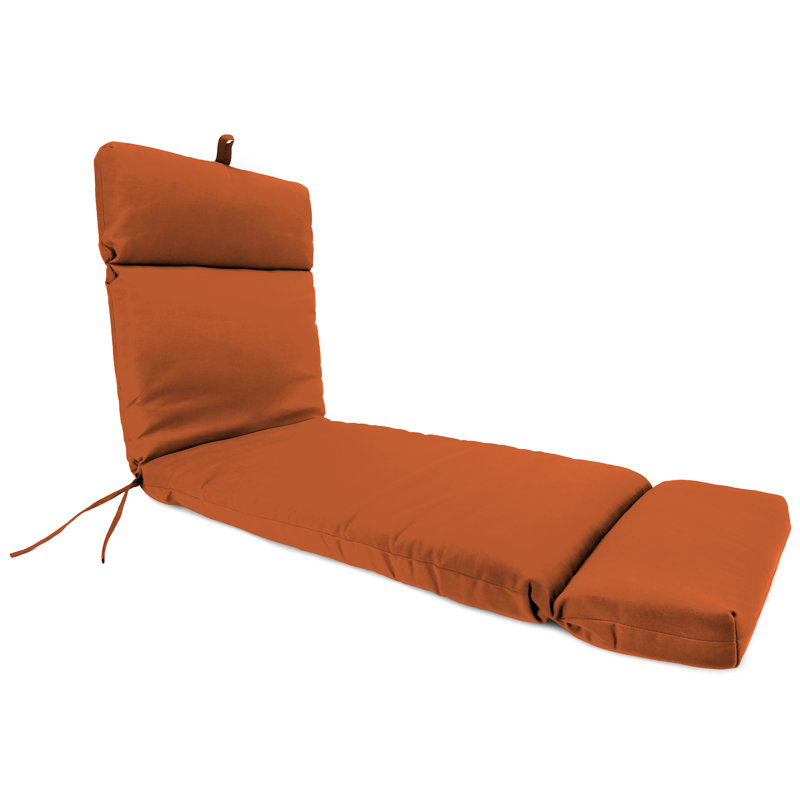 Sunbrella 72" x 22" Outdoor Chaise Lounge Cushion with Ties and Loop, Canvas Rust