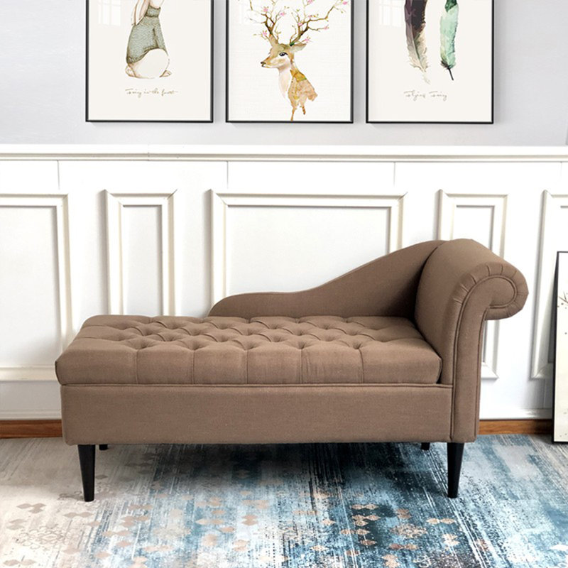 Repose-pieds en lin American Fashion, Brun
