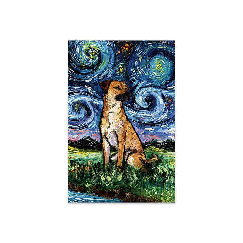 «Black Mouth Cur Night On Plastique / Acrylique» par Aja Treves, peinture