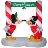 Disney Mickey and Minnie Kissing Under Mistletoe Banner Inflatable