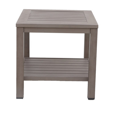 Rust - Multi Color Aluminum Side Table With Shelf, Square Shape, 23 Inches Wide, Deep, 21.5 High, 19 Lb, Good For Patio Lunches And Entertaining End , Color, 23.25 In Depth, Width, 21.42 Height,