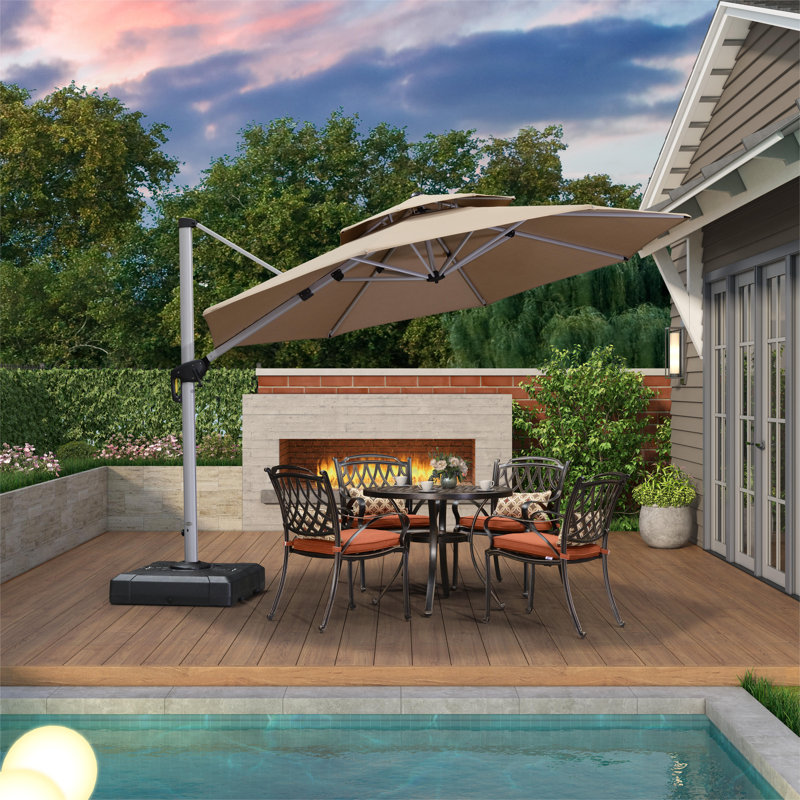 Parasol de 10 pi 10 po Voss, Beige, Argent