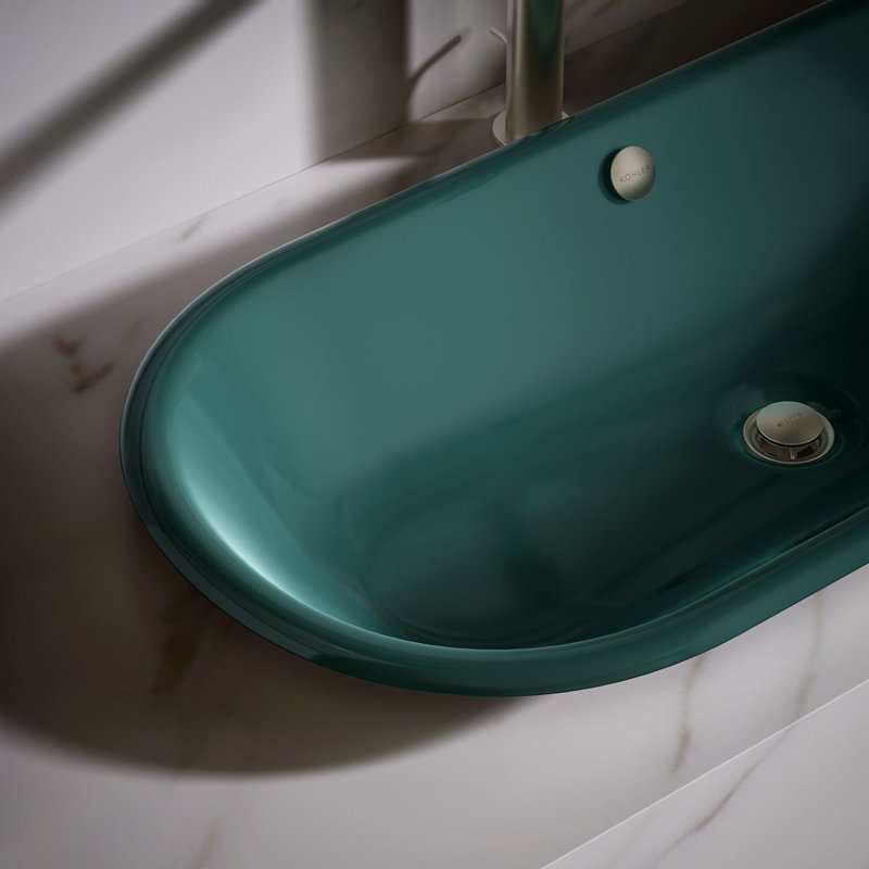 Iron Plains 33 In. Oval Drop-In / Undermount / Vessel Bathroom Sink, Teal