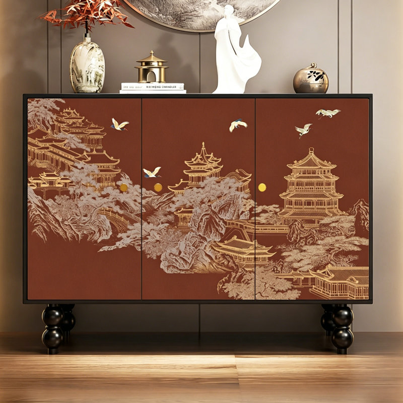 Chinese Style Wooden Entryway Storage Cabinet
