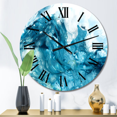 Turquoise Liquid Art - Modern Wall Clock