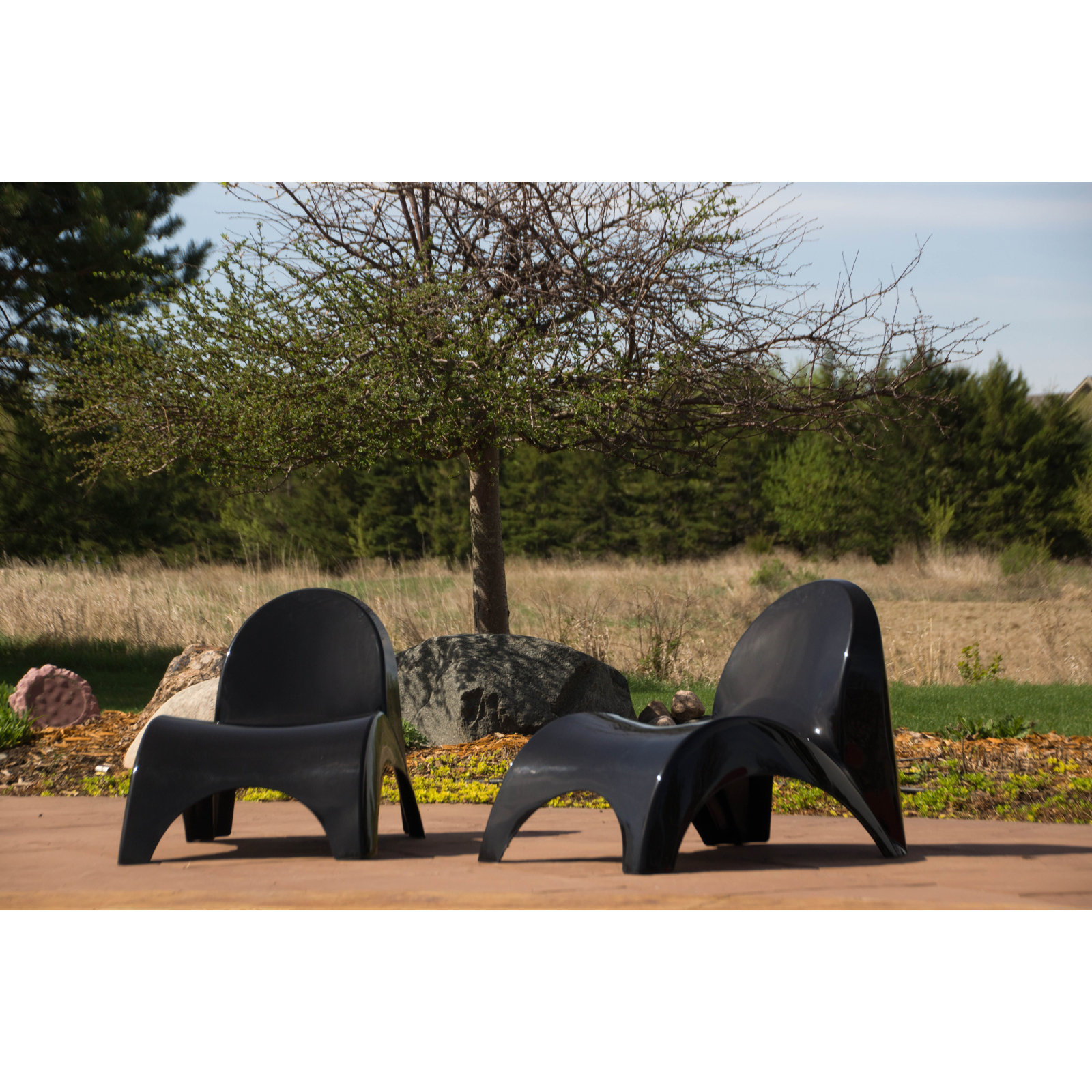 Ameswood Patio Lounge Chair, Black