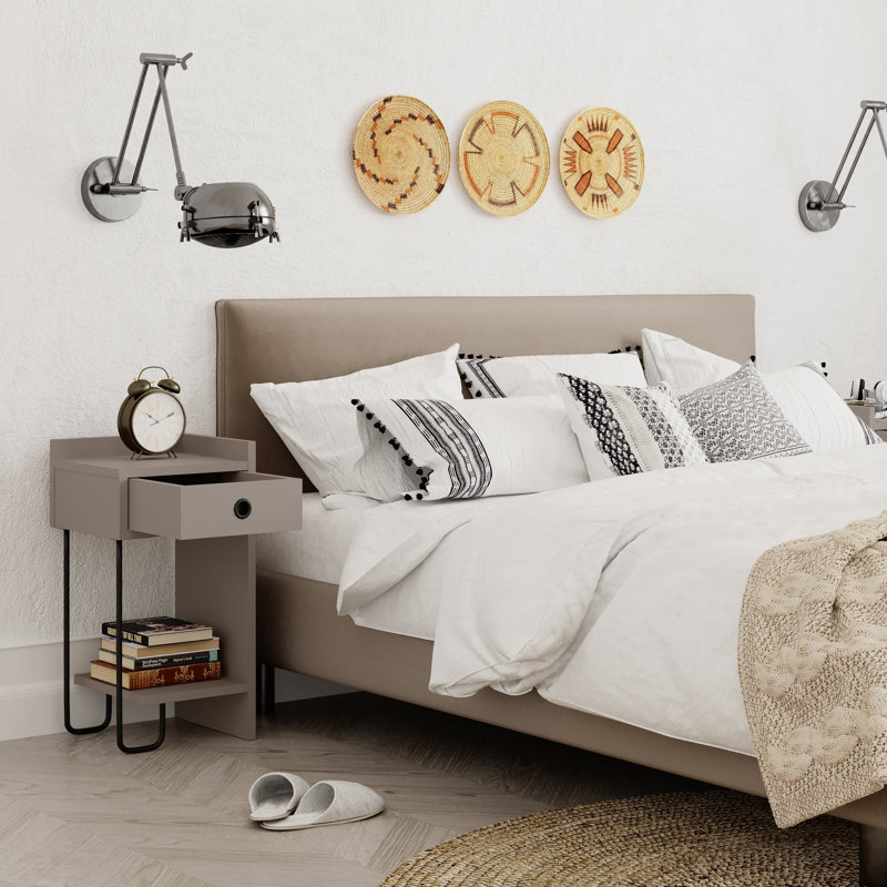 Aften 1 - Drawer Nightstand, Left, Light Mocha