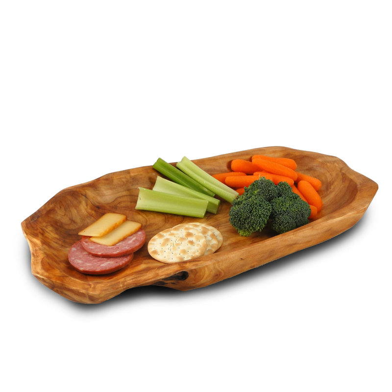 Plateau de racines en bois sculpté à la main - plateau rustique 14 x 7 pour charcuterie, hors-d'œuvre